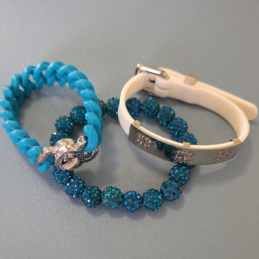 Rustic Cuff Blue and Silver Bracelet Set